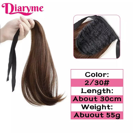 Extensões sintéticas longas do cabelo do rabo de cavalo para mulheres, preto, marrom, reistan do calor, rabo de pônei, cabelo falso, grampo no hairpiece