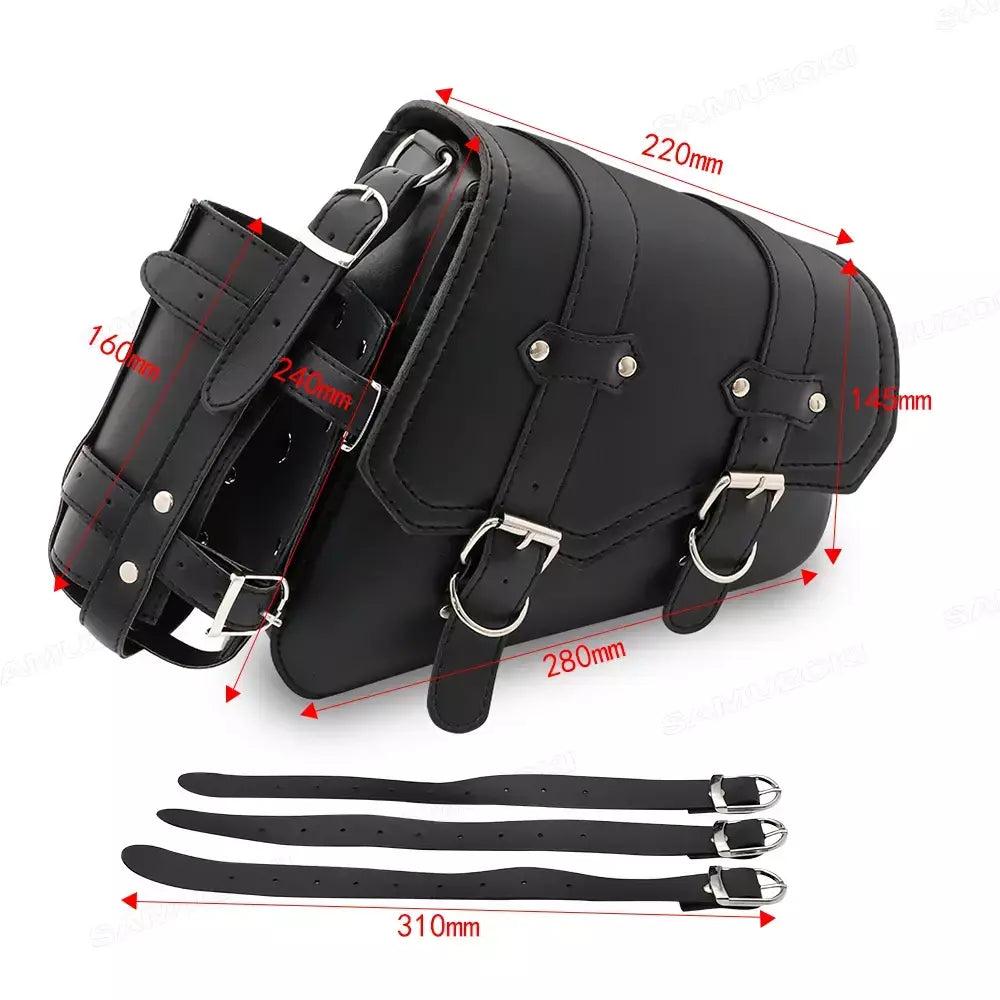 Bolsa de selim lateral de couro pu para motocicleta, adequada para harley sportster xl 883 1200 chopper cruiser cafe racer softail bobber