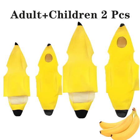 Criança/adulto unissex divertido conjunto de banana amarelo traje luz halloween fruta fantasia festa feriado dança vestido traje