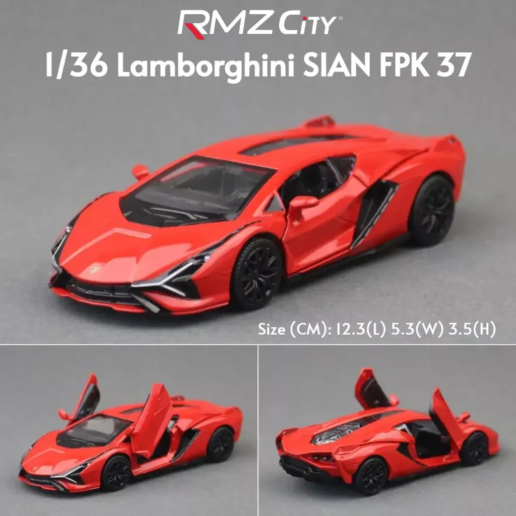 1/36 lamborghini super esporte modelo de carro de brinquedo para crianças rmz city diecast metal miniatura puxar para trás coleção presente criança meninos