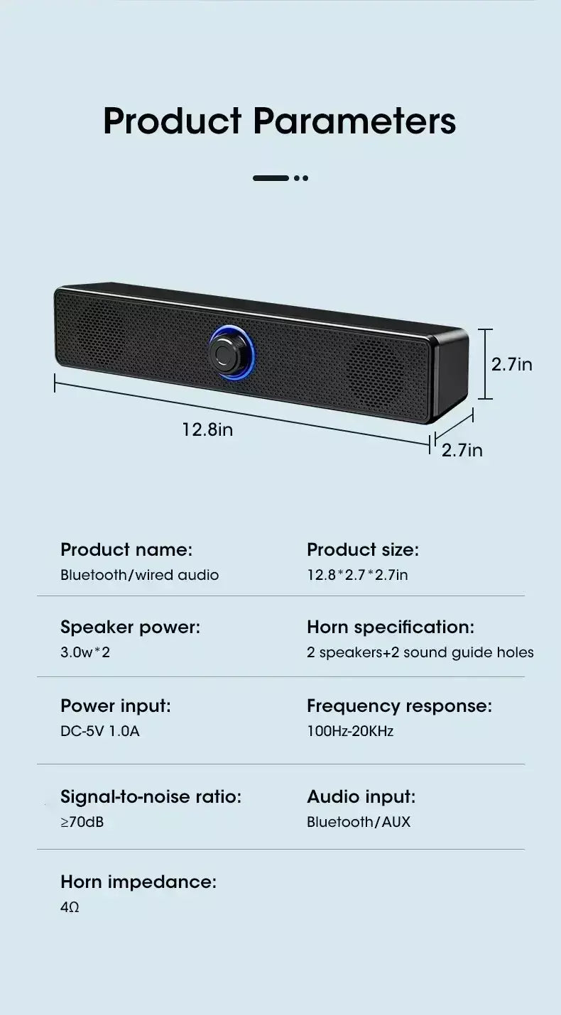 Bluetooth 4d surround alto-falante sistema de som de cinema em casa computador soundbar tv subwoofer com fio estéreo graves fortes para festa em casa