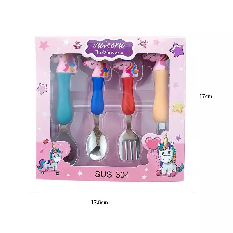 4 pçs/set talheres peppa porco unicórnio garfo colher brinquedo conjunto george festa de aniversário talheres rosa figura dos desenhos animados crianças presente para crianças