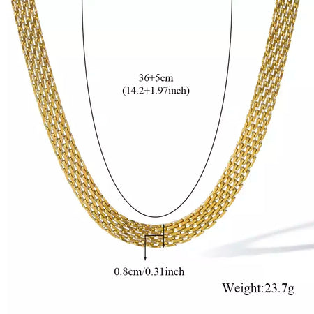 Eilieck 316l aço inoxidável metal charme corrente colar jóias de declaração 18k pvd banhado colar de pescoço corrente para mulher