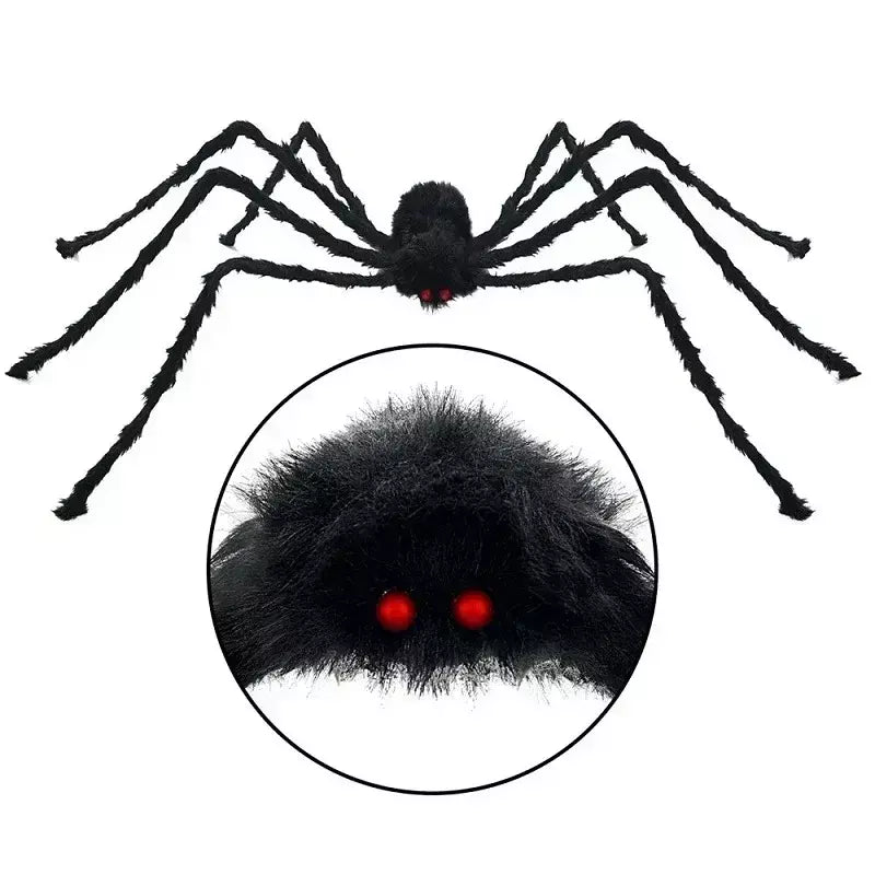 Halloween grande aranha de pelúcia horror decoração de halloween festa prop ao ar livre aranha gigante decoração 30-200cm câmara brincadeira aranha preta