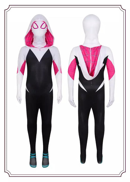 Meninas gwen fantasma aranha traje bodysuit halloween cosplay com capuz trajes de festa de férias fantasia sexy vestir-se hoodies maiô