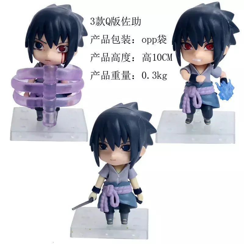 Naruto Action Figure Anime para Adultos, Uchiha Itachi, Kakashi Cartoon Toys, Ornamento Colecionável Itachi Akatsuki, Presente, 11cm, 3 peças por conjunto