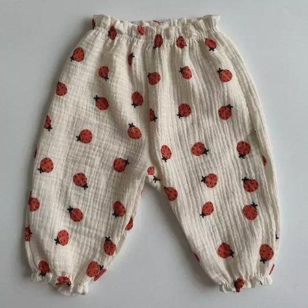 Calças de bebê de algodão orgânico recém-nascidos outono primavera verão inverno bonito impressão macia musselina roupas calças pantalons capris