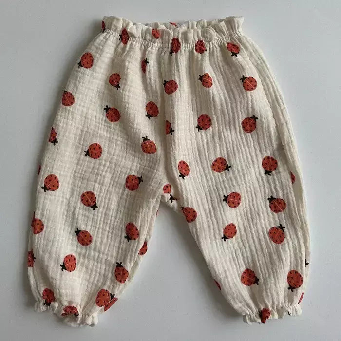 Calças de bebê de algodão orgânico recém-nascidos outono primavera verão inverno bonito impressão macia musselina roupas calças pantalons capris