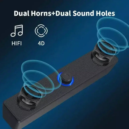 Xikcu sem fio bluetooth e pc soundbar com fio alto-falante alimentado por usb soundbar para tv pc portátil sistema de áudio surround de cinema em casa