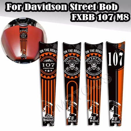 Motocicleta para harley davidson street bob fxbb 107 m8 tanque almofada apertos kit joelho carenagem fender adesivos decalque