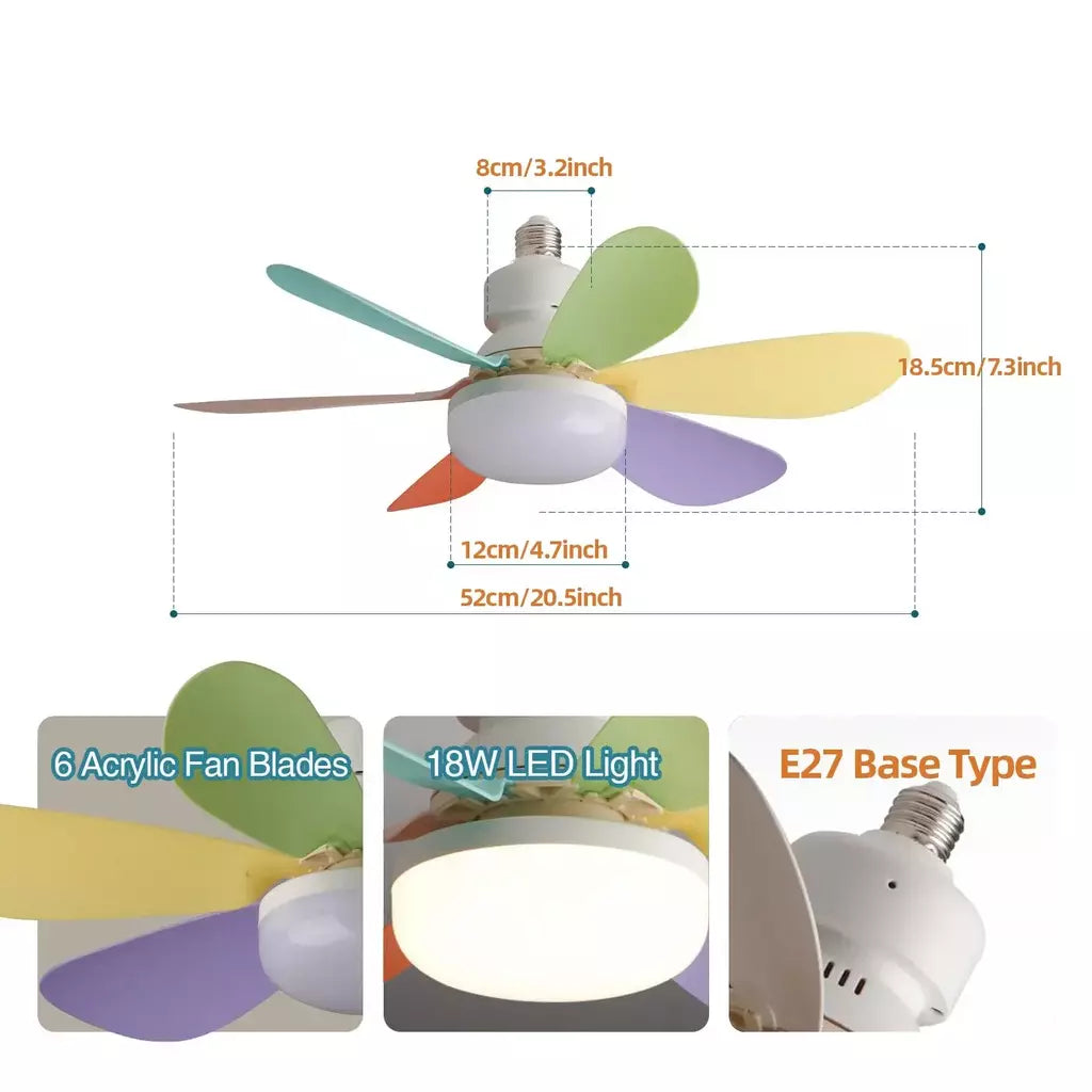 Ventilador de teto LED 40W E27 com controle remoto para escurecimento, adequado para sala de estar, estudo, uso doméstico, 85-265V