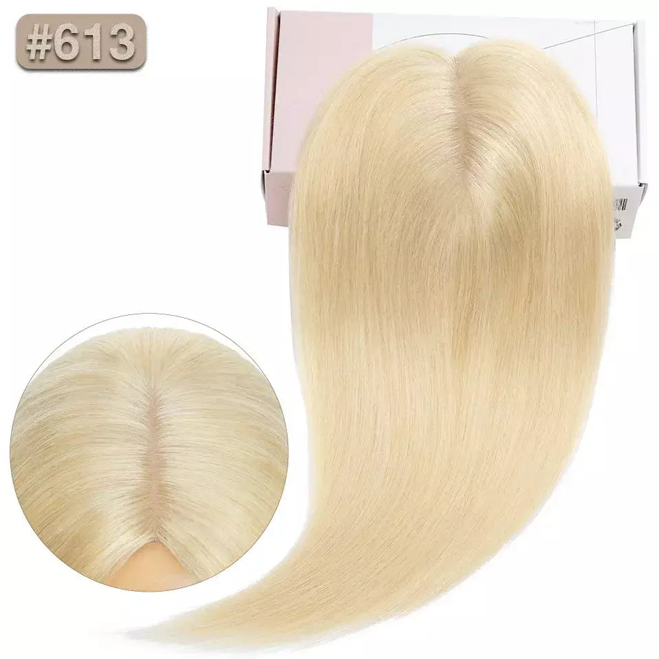 S-noilite 10x12cm toppers de cabelo em linha reta 3.5x9cm base de seda perucas de cabelo clipe em extensões de cabelo marrom cabelo humano para mulher