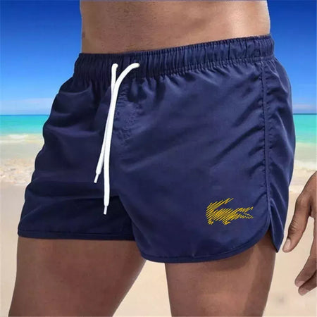 Calção de banho com cordão masculino, roupa de banho, shorts de banho, shorts respiráveis, surfe de verão, calções de praia, calças esportivas