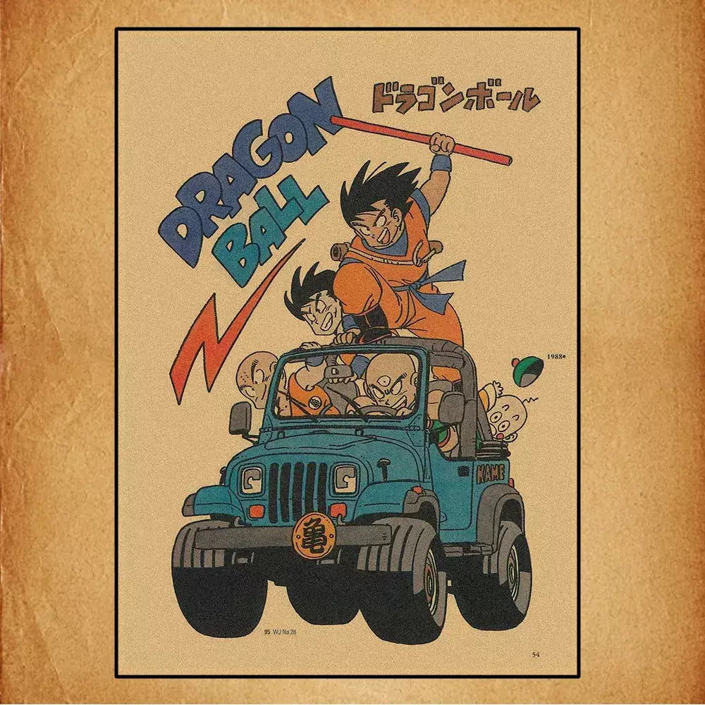 Japonês em torno do anime retro dragon ball cartaz goku gohan vegeta piccolo friza pintura em tela impressão arte da parede presente das crianças