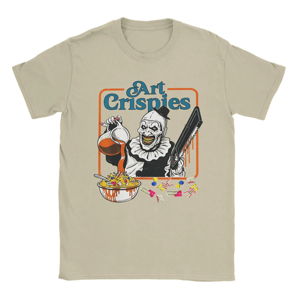 Arte Crispies Terrifier Horror Halloween Filme Homens Camiseta Incrível Camisetas Manga Curta O Pescoço Camisetas 100% Algodão 6XL Tops