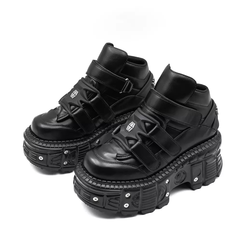 2025 novo estilo punk sapatos femininos rendas altura do salto 6cm sapatos de plataforma mulher decoração de metal mulher tênis gótico tornozelo botas de rock