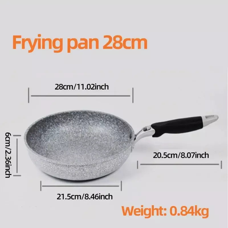 Frigideira Antiaderente de Pedra Durável, Frigideira de Caldeirão, Panelas de Fogão de Indução, Ovo Panqueca, Fogão a Gás, Home Wok, 28 cm, 26 cm, 24 cm, 20cm