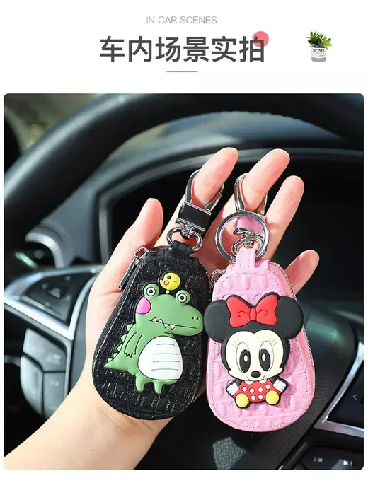 Caso chave do carro dos desenhos animados mickey minnie pato donald decoração anime figura auto chave proteção caso interior ornamento acessórios