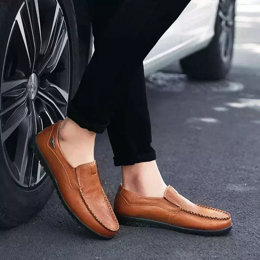 Couro de vaca natural masculino mocassins de couro genuíno italiano, sapatos de vestido masculino, calçado formal, casual, marca, venda