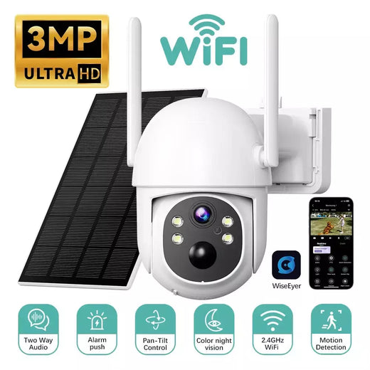 3mp ultra hd solar wifi câmera de segurança cor visão noturna detecção de movimento áudio em dois sentidos pan tilt câmera de vigilância ao ar livre