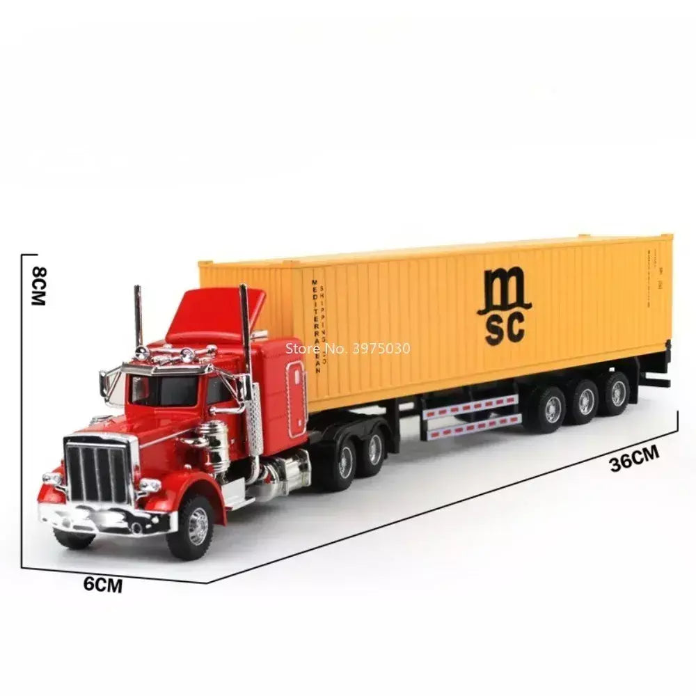 1:50 caminhão contêiner carros de brinquedo modelo fundido pneus de borracha veículo puxar para trás luz música carro em miniatura meninos presentes do festival