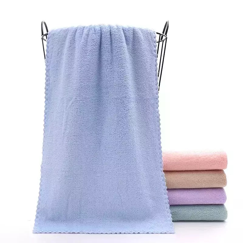 Toalha de rosto absorvente de microfibra grossa, alta densidade, velo coral, secagem rápida, macio, absorvente, limpo, rosto