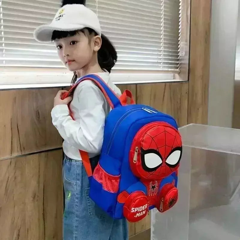 Disney-Spiderman Mochilas para Estudantes, Super Heroes School Bag, Cartoon 3D Stereo, Kindergarten Backpack, Children's Travel Bag, Gift