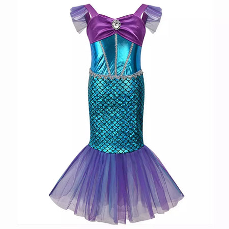 Menina sereia vestido para crianças festa de aniversário princesa cosplay traje ariel halloween fantasia roupas verão elegante vestido