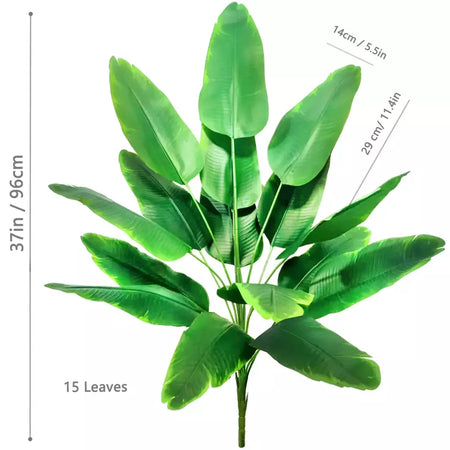 Palmeira tropical artificial 60-90-120cm(47,2 pol.) folhas de planta de banana falsa toque real planta de plástico strelitzia para jardim doméstico