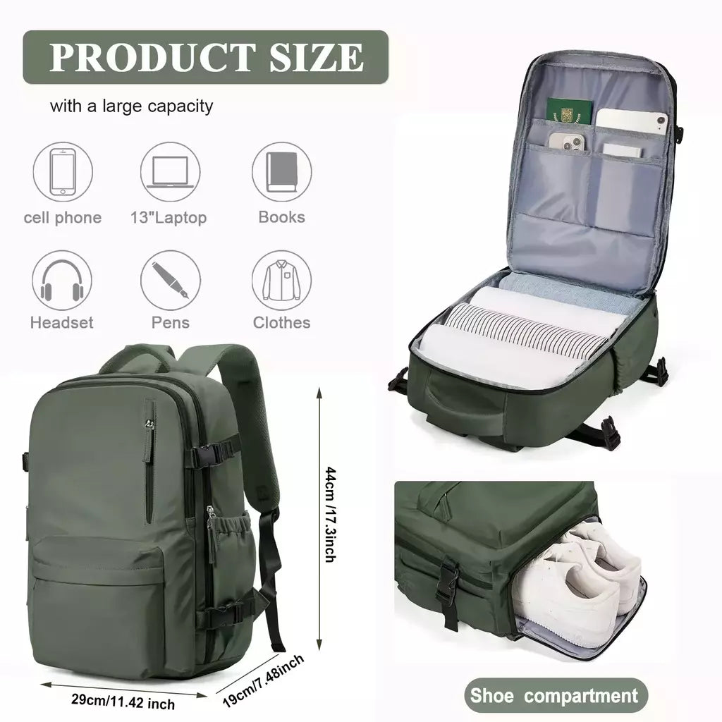 Mochila de Viagem de Avião de Grande Capacidade, Laptop para Mulheres e Homens, Easy jet Carry on Trolly Bag, Casual, 45x36x20