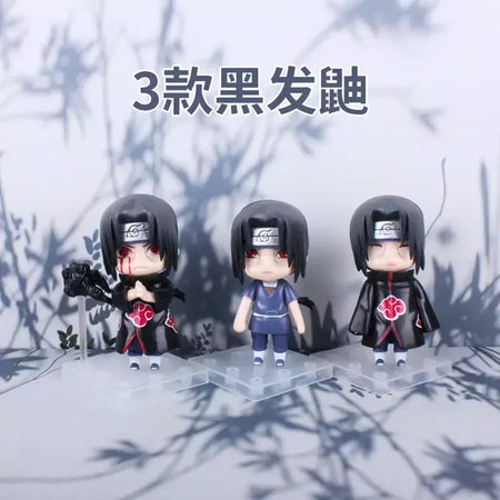 Naruto Action Figure Anime para Adultos, Uchiha Itachi, Kakashi Cartoon Toys, Ornamento Colecionável Itachi Akatsuki, Presente, 11cm, 3 peças por conjunto