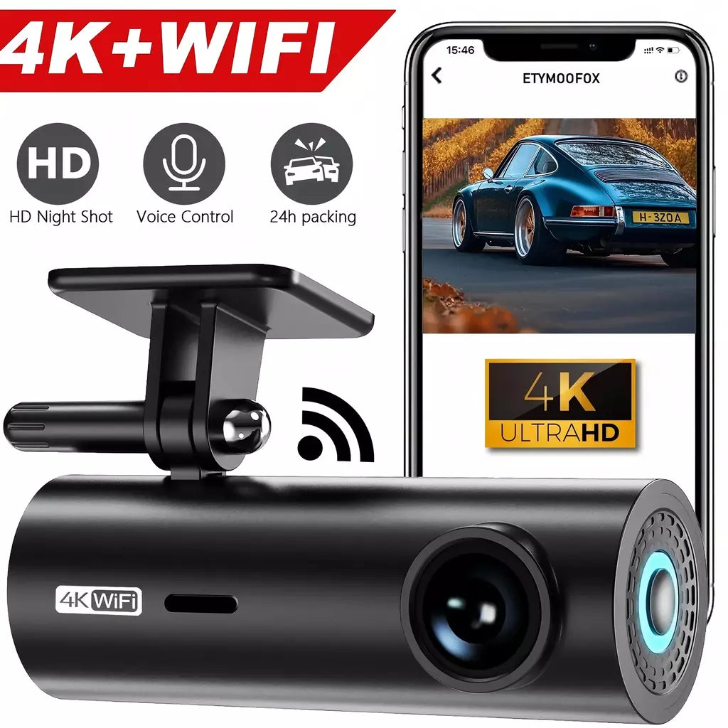 Dashcam para carro caixa preta gravadores de vídeo de condução 4k wifi mini câmera frontal traço cam 24h monitor estacionamento câmera gravação carro