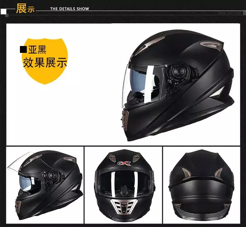 Gxt palhaço rosto cheio capacete da motocicleta lente solar interna motocross casco moto leve segurança bicicleta de rua equitação rápida casque moto