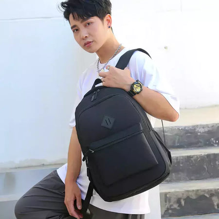 Mochila de carregamento USB impermeável para homens, sacos traseiros do escritório do negócio, mochila para laptop casual, mochilas escolares masculinas, 15,6";;VERDADEIRO;;"CINZA