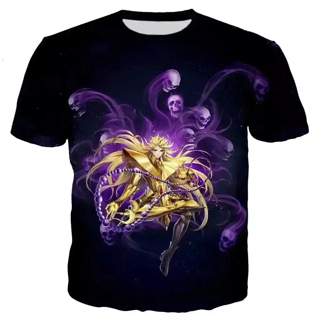 Saint seiya t camisa masculina moda camisetas crianças hip hop topos camisetas anime impressão 3d camiseta masculina de verão gráfico topos meninos t