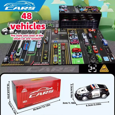 48 peças conjuntos de carros de liga metálica, modelos de carros de brinquedo, carros de corrida de carros de lata, modelos de carros clássicos, presentes de Natal