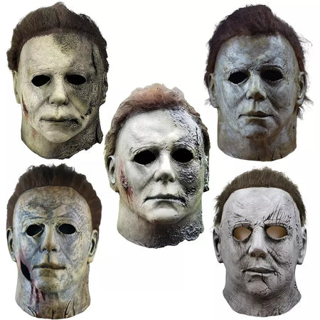 Máscara de látex masculina Michael Myers, rosto cheio, rímel, Rave Cosplay, filmes, brinquedos complicados, terror, fantasias extravagantes, máscara de terror