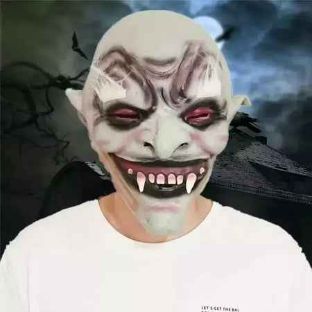 Halloween sobrancelha branca velho demônio máscara de terror casa fantasma sala de fuga mutante vampiro fone de ouvido rosto cheio vestir-se prop