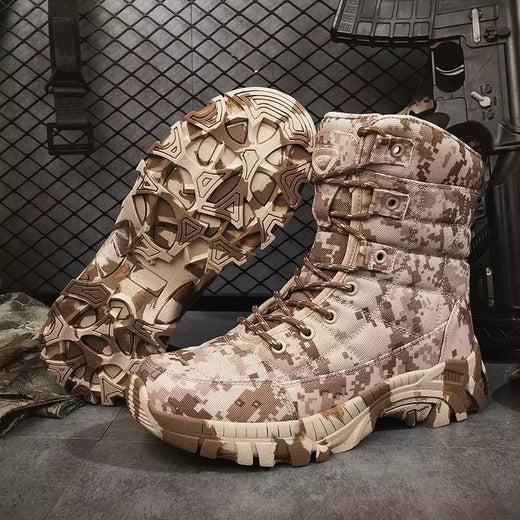 Ankle Boots de couro para homens, Sapatos de caminhada ao ar livre, Desert Combat Boots, Sapatos de segurança do trabalho