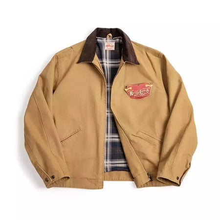 Maden J001 - Casaco de Caça Régua Detroit para Homem de Outono, Tecido de Lã Retro, Bolsos de Algodão Resistente, Design de Colarinho Lapel e Fechadura Ziper