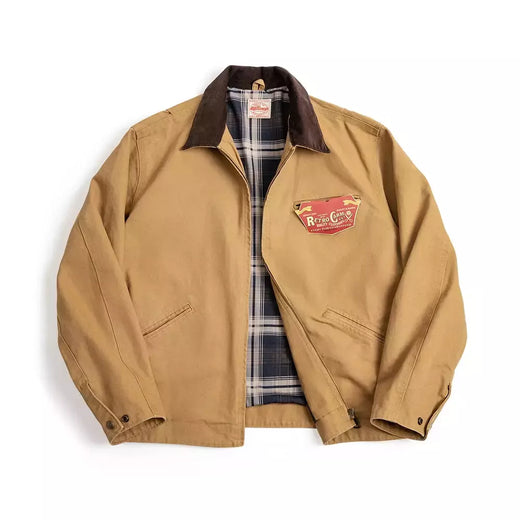 Maden J001 - Casaco de Caça Régua Detroit para Homem de Outono, Tecido de Lã Retro, Bolsos de Algodão Resistente, Design de Colarinho Lapel e Fechadura Ziper