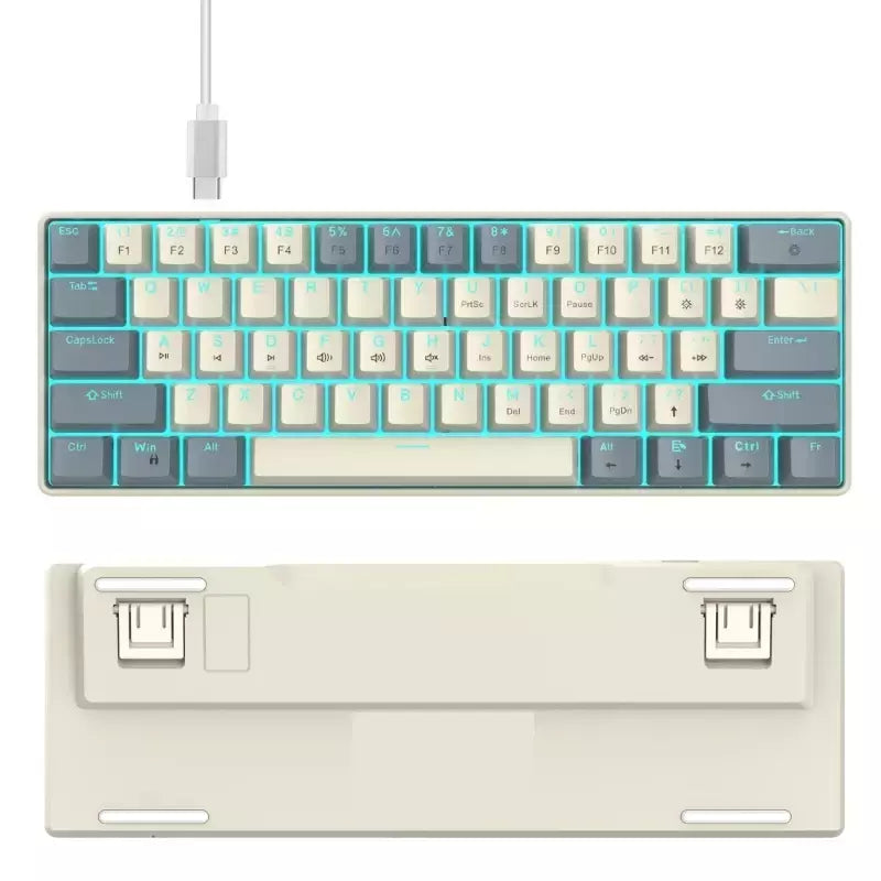 Teclados mecânicos com fio USB 60% 61 teclas com retroiluminação azul gelo teclas para PC