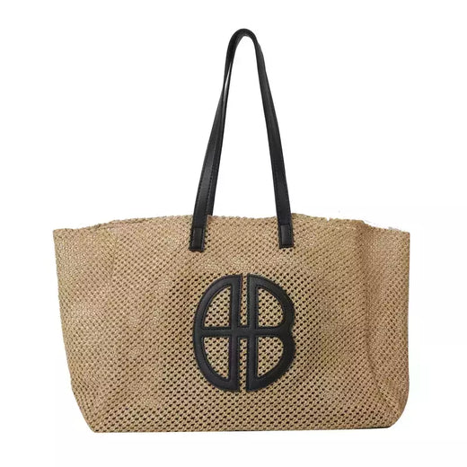 Bolsa de ombro de grande capacidade para mulheres, bolsa casual, personalizada, tecida, nova moda, verão, 2024
