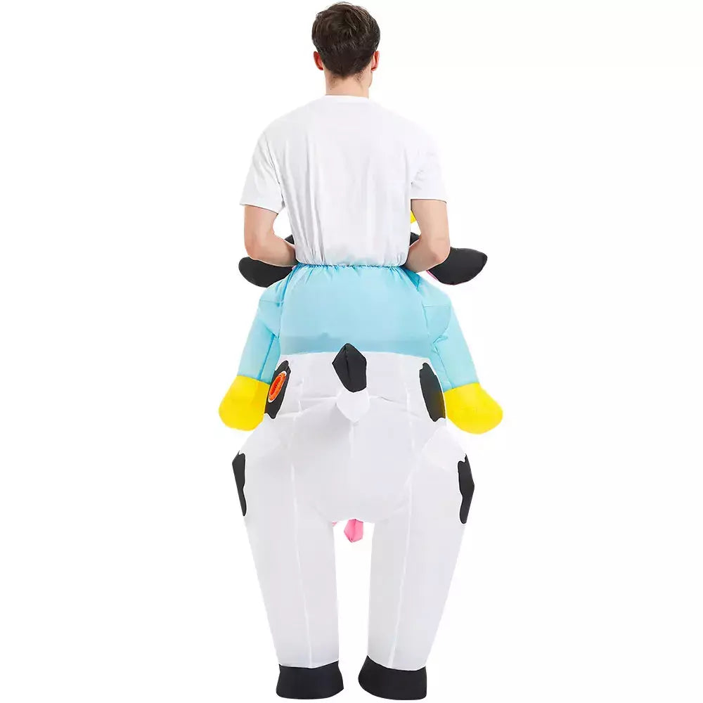 Adulto galo inflável traje engraçado unicórnio elk animais terno inflável halloween carnaval meio corpo explodir terno para cosplay