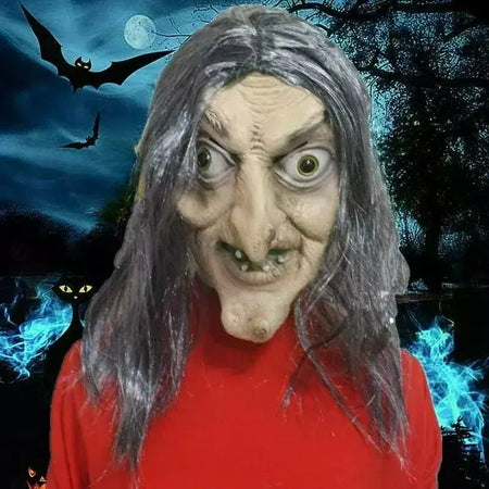 Halloween sobrancelha branca velho demônio máscara de terror casa fantasma sala de fuga mutante vampiro fone de ouvido rosto cheio vestir-se prop
