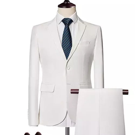 (Jaqueta + Calças) Últimas Homens Terno Set Blazers Formais Slim Fit Negócios Smoking 2 Pcs Terno Do Noivo Vestido de Noiva Homem Terno S-6XL