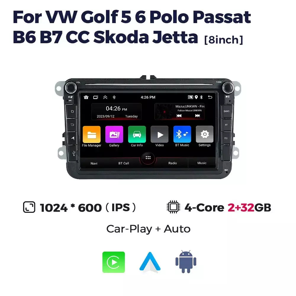 Android 13 sem fio carplay auto carro multimídia player tela ips gps wifi 7/8/9 ''rádio do carro para vw passat golf polo jetta skoda