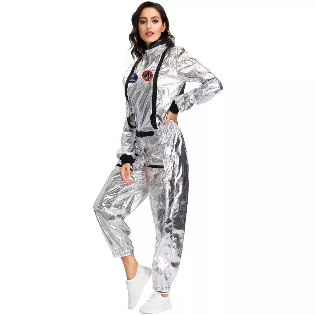 Halloween natal prata spaceman masculino feminino espaço terno adulto crianças astronauta traje festa de família vestir-se presente aniversário