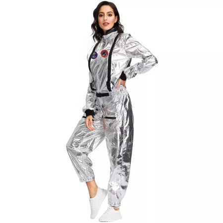 Halloween natal prata spaceman masculino feminino espaço terno adulto crianças astronauta traje festa de família vestir-se presente aniversário