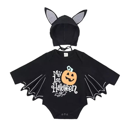 Umorden 2 pçs/set unissex morcego preto traje do bebê meninas meninos meu primeiro roupa de halloween algodão 3-6m 6-12m 12-18m 18-24m
